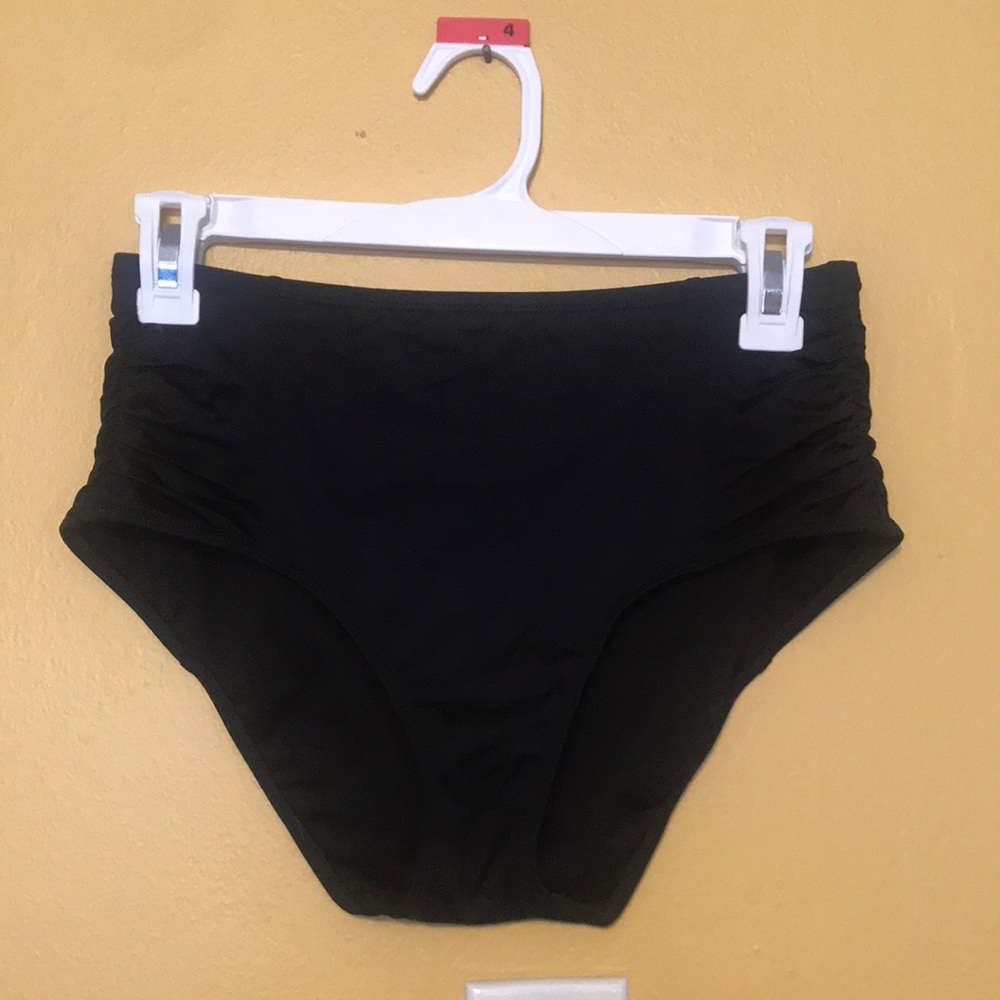high wasted black swim bottoms